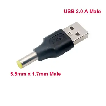 Штекер USB 2.0 Type A от штекера постоянного тока 5,5 мм x 1,7 мм, разъем адаптера питания постоянного тока, преобразователь Изображение