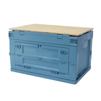 Ящик Для хранения Кемпинг Синий Складной Пластиковый Складной Контейнер Для Хранения Прочных Контейнеров для Организации Домашнего Гаража Изображение